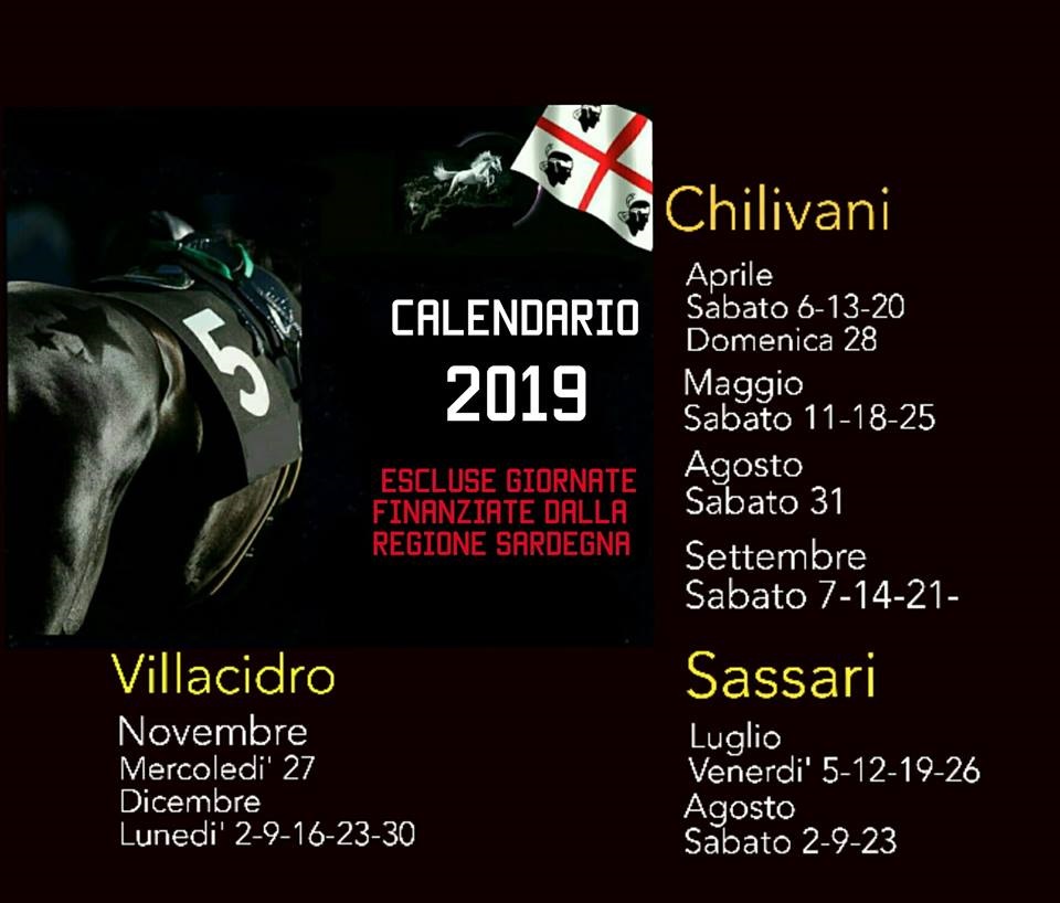 calendario sardegna 2019