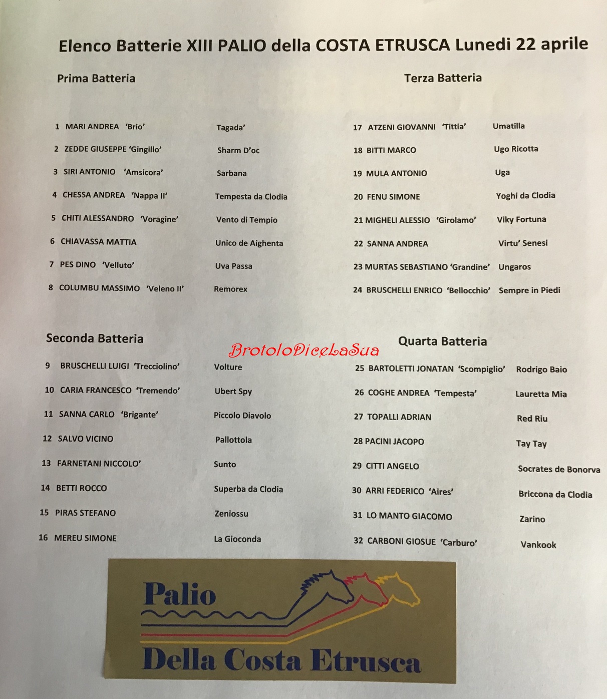 palio costa etrusca batterie 2019